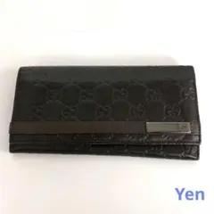 GUCCI グッチ シマレザー 長財布 GG柄 ブラック 二つ折り