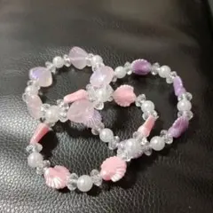 貝殻モチーフ ビーズブレスレット 3個セット