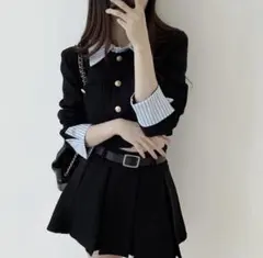 シャツ レイヤード クロップジャケット ミニスカート セットアップ