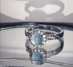 天然石風 フリーサイズリング シルバーカラー 指輪