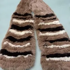 KAWABE リアルファーマフラー茶色と黒のストライプ