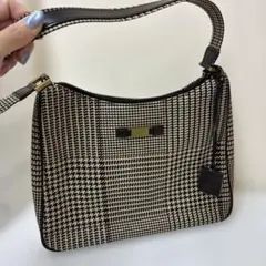美品】ポロラルフローレン 千鳥格子柄 トートバッグ ブラウン プレート