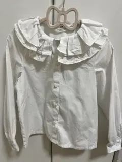 H&M フリル付き長袖シャツ 116cm ホワイト
