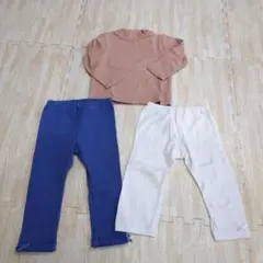 bebe3点セット ピンク長袖トップスとレギンス2点 レギパン パンツ ベベ