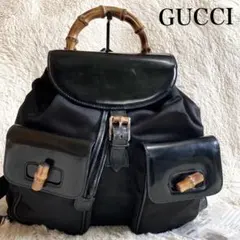GUCCI グッチ バンブー レザー ナイロン リュック バックパック ブラックのサムネイル