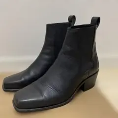 サイズ42 27.0cm zara レザーヒールブーツ ブラック