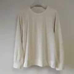 無印良品　ワッフル編みクルーネック長袖Ｔシャツ XＬ　生成