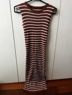 ノースリーブ ニットワンピース ボーダー