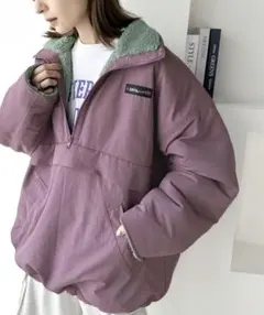 リバーシブルハーフジップナイロンボアブルゾン