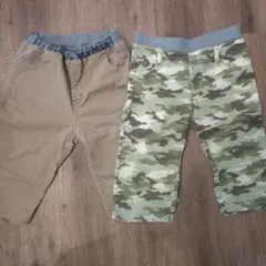 Right-on他　ベージュ・迷彩ハーフパンツ 2点セット　140㌢