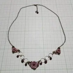 ANNA SUI ダブルチェーン ローズモチーフ ビジューネックレス - メルカリ