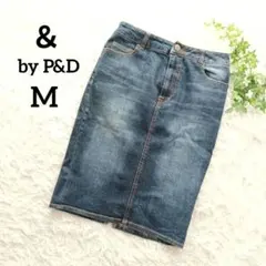 ＆ by P&D　デニムスカート　タイト　M　ジーンズスカート　ひざ丈　220のサムネイル