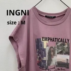 イング フォトプリント Tシャツ くすみピンク M スリット入のサムネイル