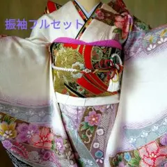 5037 振袖フルセット　白正絹　総絞り風　草履バッグストール付　成人式結婚式
