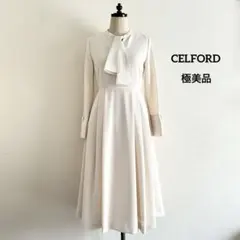 極美品CELFORD ボウタイプリーツワンピース フォーマル 卒入学 セレモニー