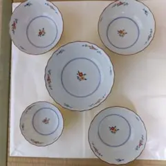 橘吉 鉢 5点セット 花柄 黄色 磁器