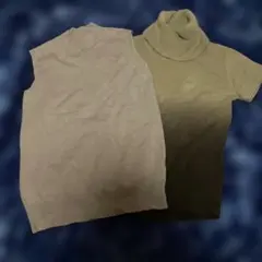 indio グラデーションベージュ タートルネック GUハイネックくすみピンク