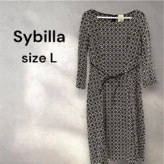 Sybilla シビラ 長袖ワンピース 花柄 フラワー 刺繍　ブラック　Lサイズ