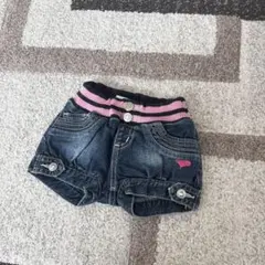 Boomy Roomy デニムハーフパンツ ピンクボーダー
