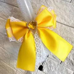 【限定1点】♡キンブレリボン　ペンライトリボン　イエロー×ホワイトレースのサムネイル