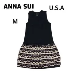 極美品 ANNA SUI ノースリーブ トップス ワンピース ブラック Mのサムネイル