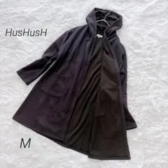 ハッシュアッシュ カーディガン フーディーM ネイビー ロング 裏起毛 あったか