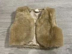 【H&M】ベージュ ファーベスト 90