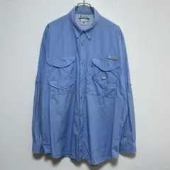 コロンビア PFG フィッシングシャツ LT ブルー 長袖 古着 ゆるだぼのサムネイル