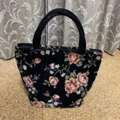 アルパロ（ALPALOH）花柄 ハンドバッグ 黒のサムネイル
