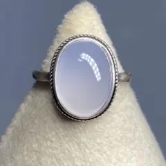 天然石リング　青玉髓　淡青　14*10mm シルバーSV925