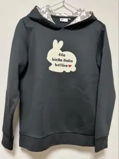 FILA ウサギプリント ブラックパーカー Lサイズ