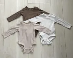 H&M エイチアンドエム　リブボディスーツ　3枚セット　ベージュ　6-9M