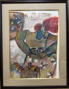 木版画 女性の肖像 フレーム付き　　＊交渉可のサムネイル