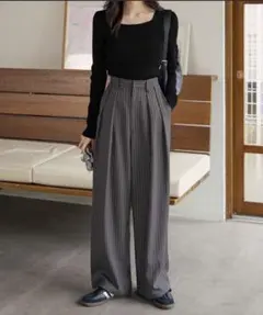 CHAN ME タックボリュームワイドスラックス