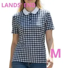 LANDS' END ギンガムチェック ポロシャツ 半袖　Mサイズ　ゴルフウェアのサムネイル