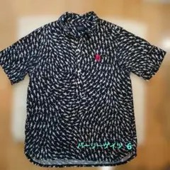 パーリーゲイツ ゴルフ半袖シャツ サメ柄 紺✕白 6サイズ