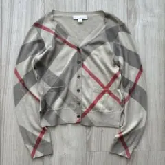 バーバリー カーディガン ノバチェック ベージュ 140 三陽商会 キッズ 薄手