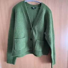 UNIQLO スフレヤーンショートカーディガン(長袖) / グリーン / S