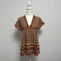 amina エスニック　ボヘミアン柄　タッセル　インド　チュニックワンピースのサムネイル