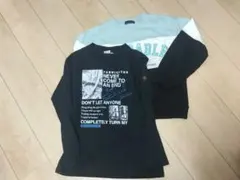 【セット】グラフィックプリント 黒 長袖Tシャツ