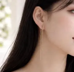 【値下げしました】イヤリング ノンホール スネークチェーン　結婚式　大人綺麗め