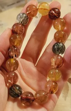 ！美品大玉　ミックスルチルクォーツブレスレット