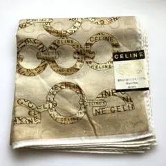 CELINE ロゴパターン シルクハンカチ 58cm