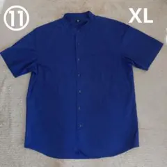 ⑪UNIQLO バンドカラーシャツ ブルー XLサイズのサムネイル