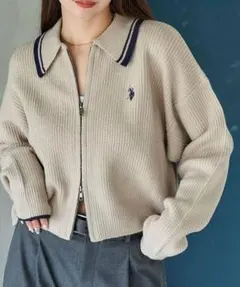 襟ライン入り ドライバーズニット