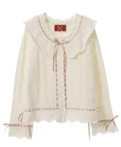 ピンクハウス　襟付きニットカーディガン