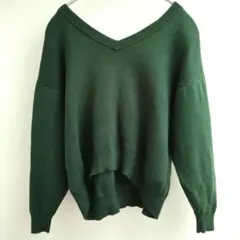 AZUL ダークグリーン Vネック セーター