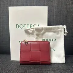 ボッテガヴェネタ カセット 二つ折り 財布 スモール レッド 赤 ミニ財布