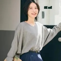 coca Vネック リブニット グレー 長袖