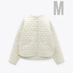 ZARA ザラ　ハートキルティングジャケット　白　ホワイト　M